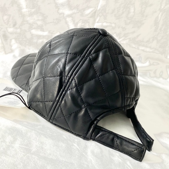 STAND STUDIO Black Faux Leather Quilted Cap - Picture 11 of 16